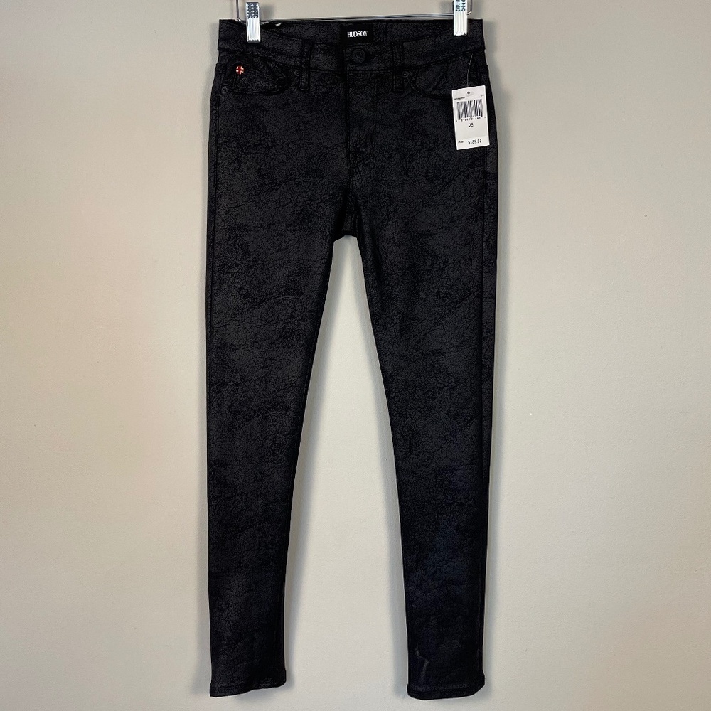 NWT Hudson Nico Midrise Super Skinny Jeans for women in black, size 25.